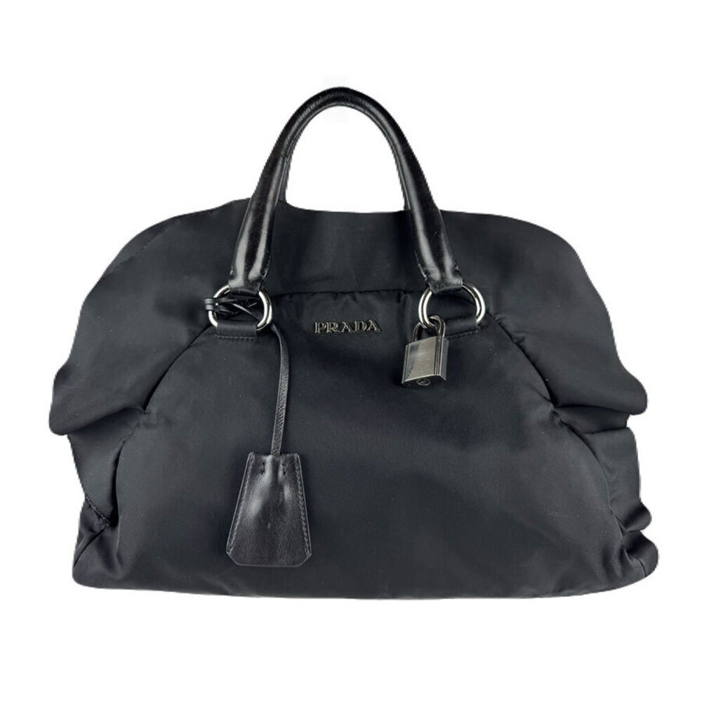 Prada Tessuto Ruffle Bauletto bag nero black